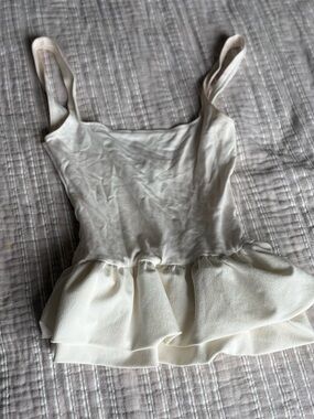 Zara Cream Double-Ruffle Peplum Camisole